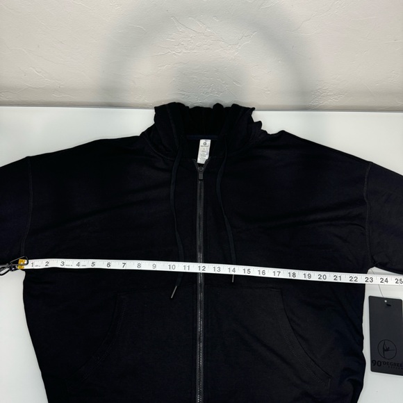 90 degrees by Reflex black fleece lined hooded zip up jacket L - Picture 7 of 9